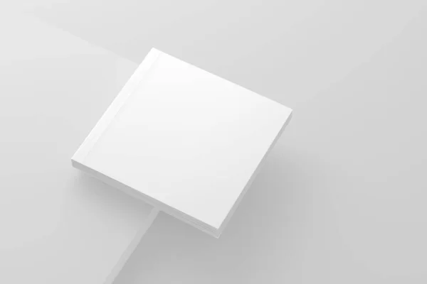 Quadratische Softcover-Buch White Blank 3D Rendering Mockup — Stockfoto