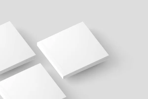 正方形软皮书白色空白3D渲染模型设计演示 — 图库照片
