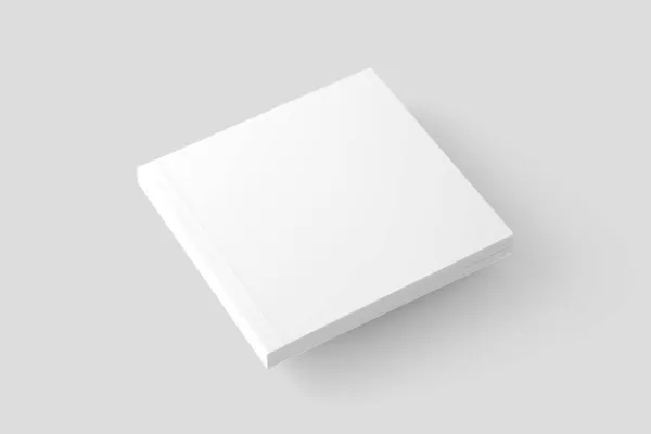 Square Softcover Book White Blank 3D Rendering Mockup — Stock fotografie