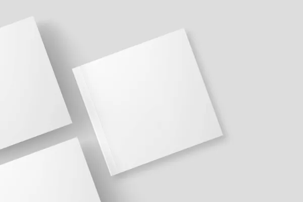 Quadratische Softcover-Buch White Blank 3D Rendering Mockup — Stockfoto