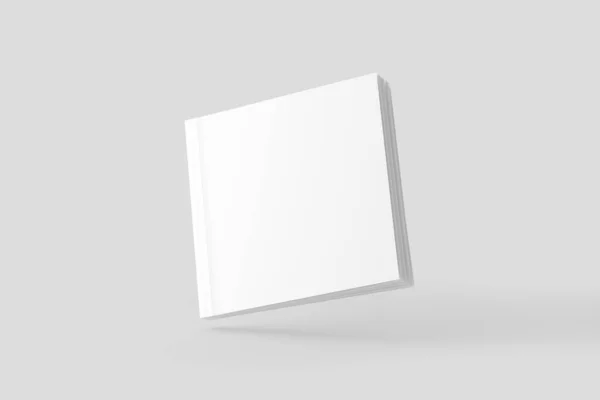 Quadratische Softcover-Buch White Blank 3D Rendering Mockup — Stockfoto