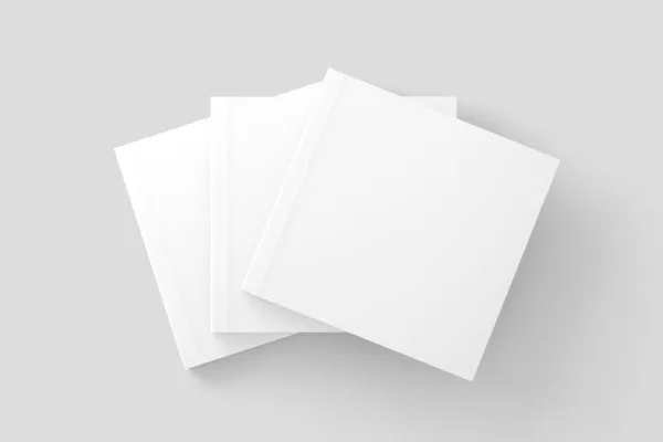 Négyzet Softcover Book White Blank 3D Renderelés Mockup — Stock Fotó