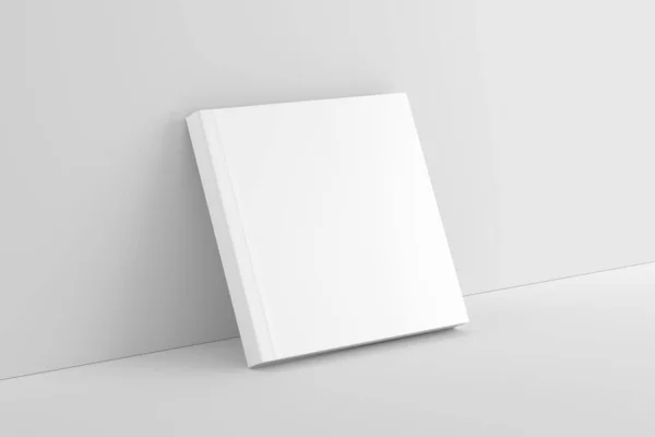 Square Softcover Book White Blank 3D Rendering Mockup – stockfoto