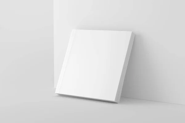 正方形软皮书白色空白3D渲染模型 — 图库照片