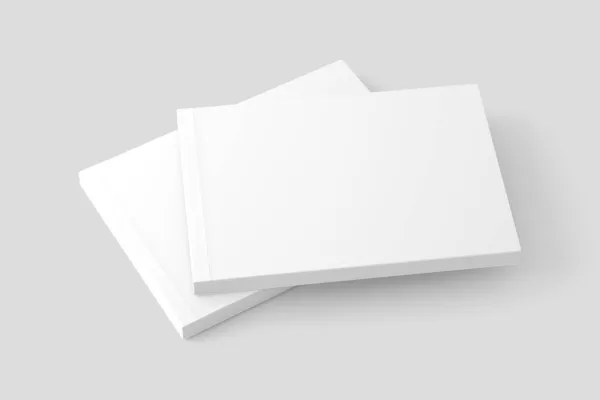 Yumuşak Kapaklı Peyzaj Kitabı Beyaz Boş 3B Hazırlama Biçimi — Stok fotoğraf