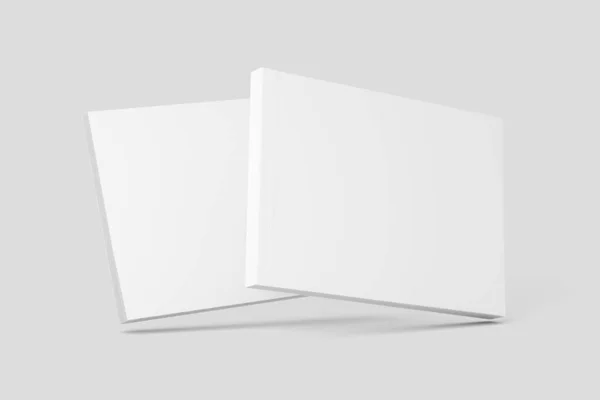 Softcover Landschap Boek Wit Blanco 3D Rendering Mockup — Stockfoto