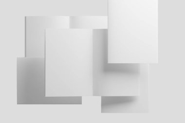 A4 A5 Dergi Broşürü 3B Sunum için Beyaz Boş Model Hazırlama