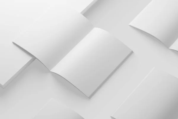 Magazin Broschüre Rendering White Blank Mockup Zur Präsentation — Stockfoto