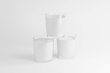 Candle Glass with Box Packaging 3B Rending White Blank Mockup Tasarım Sunumu