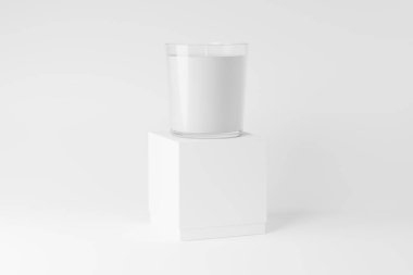 Candle Glass with Box Packaging 3B Rending White Blank Mockup Tasarım Sunumu