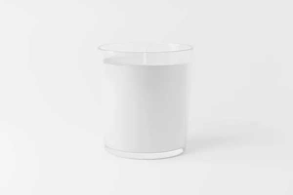 Candela Vetro Con Scatola Imballaggio Rendering Bianco Vuoto Mockup Presentazione — Foto Stock