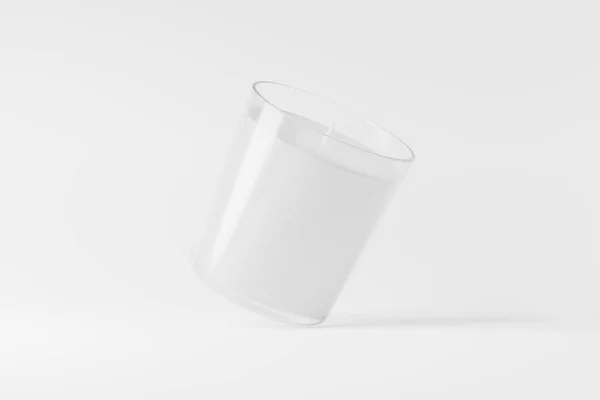 Sklenice Svíčky Krabicovým Obalem Vykreslování White Blank Mockup Pro Design — Stock fotografie