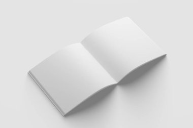 Square Brochure Magazine 3D Rendering White Blank Mockup for Design Presentation