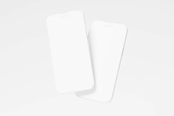 Iphone Pro Max Clay Rendering White Blank Mockup Voor Ontwerp — Stockfoto