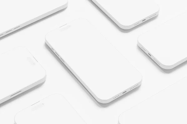 Iphone Pro Max Clay Rendering White Blank Mockup Voor Ontwerp — Stockfoto