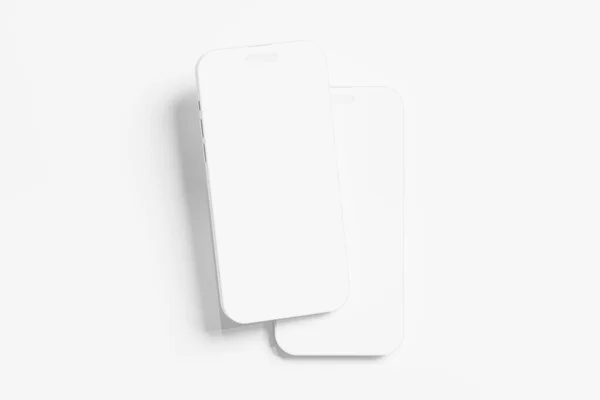 Iphone Pro Max Clay Renderização Branca Branco Mockup Para Apresentação — Fotografia de Stock
