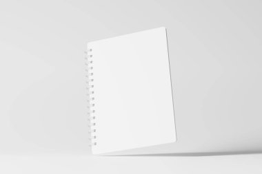 A4 A5 Yuvarlak Köşeli Not Defteri 3D Tasarım Sunumu için Beyaz Boş Hazırlama Modeli