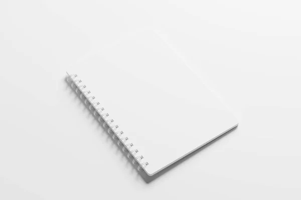 Coin Arrondi Spirale Notebook Rendu Blanc Blanc Modèle Pour Présentation — Photo