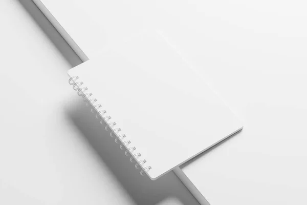 Rounded Corner Spiral Notebook Rendering White Blank Mockup Design Presentation — Stock Photo, Image