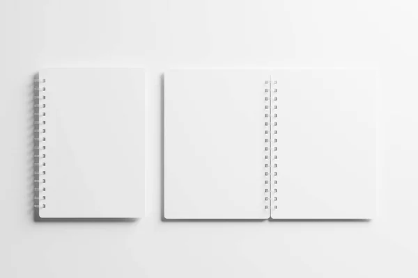 Rounded Corner Spiral Notebook 3D渲染白色空白模型设计演示 — 图库照片