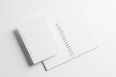 A4 A5 Yuvarlak Köşeli Not Defteri 3D Tasarım Sunumu için Beyaz Boş Hazırlama Modeli