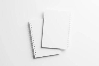 A4 A5 Yuvarlak Köşeli Not Defteri 3D Tasarım Sunumu için Beyaz Boş Hazırlama Modeli