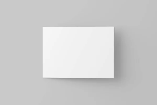 Τοπίο Διπλωμένη Κάρτα Πρόσκλησης Φάκελο Απόδοση Λευκό Κενό Mockup Για — Φωτογραφία Αρχείου