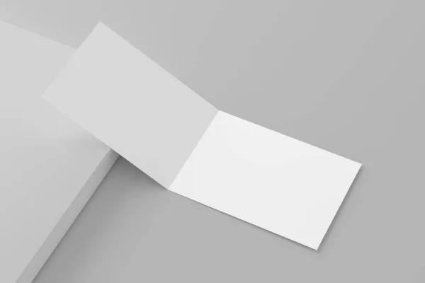 Tájkép Hajtogatott Meghívó Kártya Borítékkal Renderelés Fehér Üres Mockup Design — Stock Fotó