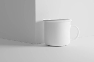 Enamel Kupa 3D Tasarım Sunumu için Beyaz Boş Örnekleme