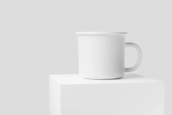 Enamel Mug Rendering White Blank Mockup Design Presentation — 스톡 사진