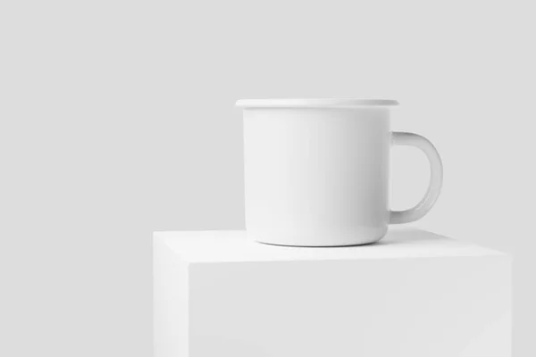 Emaljmugg Rendering White Blank Mockup För Design Presentation — Stockfoto