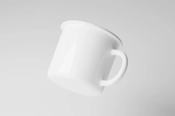 Enamel Mug Rendering White Blank Mockup Design Presentation — Stock Photo, Image