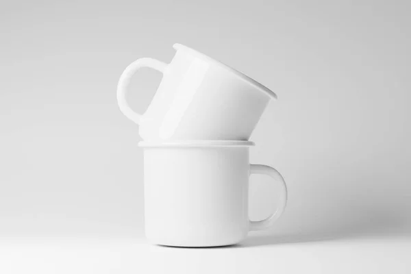 Enamel Mug Rendering White Blank Mockup Design Presentation — Stock Photo, Image