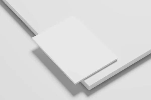 Magazine Brochure Rendering White Blank Mockup Til Design Præsentation - Stock-foto