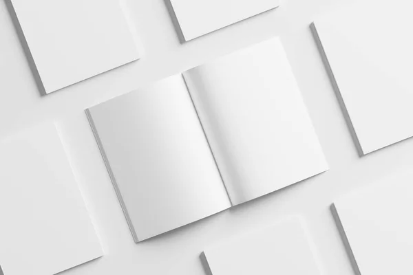 Magazine Brochure Rendering White Blank Mockup Design Presentation — Stock fotografie
