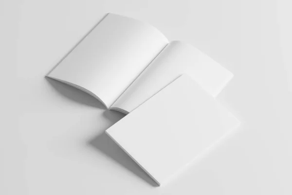 A5杂志小册子3D渲染白色空白模型设计演示 — 图库照片