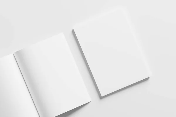 Magazine Brochure Rendering White Blank Mockup Til Design Præsentation - Stock-foto