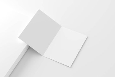 A4 A5 Katlanmış Davetiye Kartı Zarf 3D Tasarım Sunumu için Beyaz Boş Yapılandırma Modeli