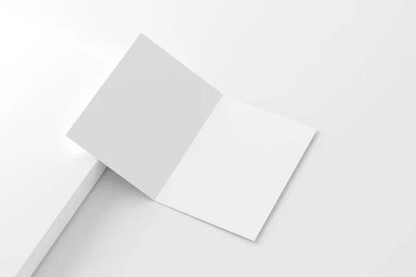 Gefaltete Einladungskarte Mit Umschlag Rendering White Blank Mockup Für Design — Stockfoto
