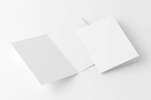 Összecsukható Meghívó Kártya Borítékkal Renderelés Fehér Üres Mockup Design Bemutatásához — Stock Fotó