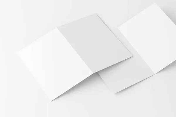 Складений Запрошення Картки Конвертом Рендеринг Білий Порожній Макет Презентації Дизайну — стокове фото