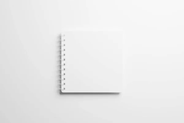 Square Spiral Notebook Rendering White Blank Mockup Design Presentation — 스톡 사진