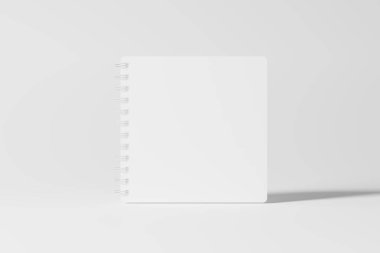 Kare Spiral Not Defteri 3D Tasarım Sunumu için Beyaz Boş Örnekleme