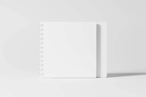 スクエアスパイラルノート3Dレンダリングデザインプレゼンテーションのためのホワイトブランクモックアップ — ストック写真