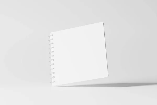 Square Spiral Notebook Rendering White Blank Mockup Design Presentation — стоковое фото