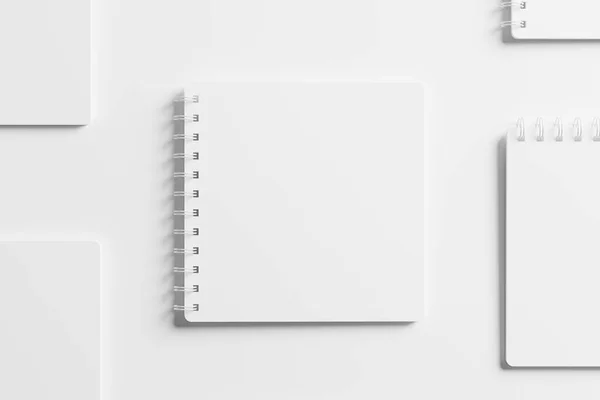 Square Spiral Notebook Renderelés White Blank Mockup Design Bemutató — Stock Fotó