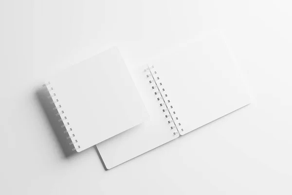 Carrée Spiral Notebook Rendu Blanc Blanc Blanc Maquette Pour Présentation — Photo