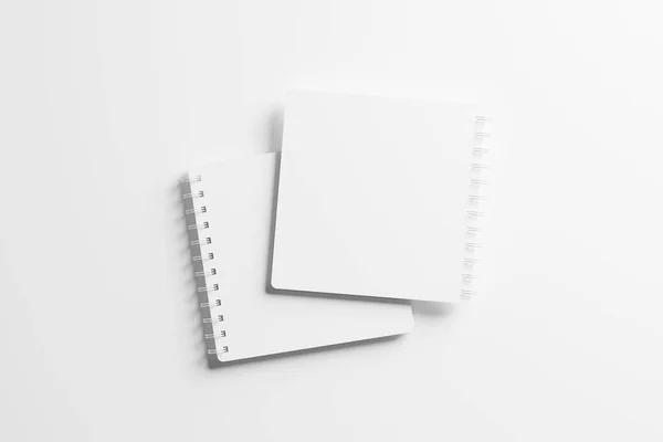 Kwadratowy Notatnik Spiralny Rendering White Blank Mockup Design Prezentacja — Zdjęcie stockowe