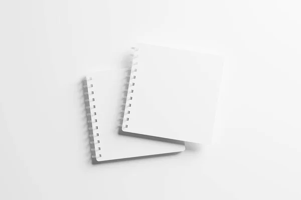 Square Spiral Anteckningsbok Rendering White Blank Mockup För Design Presentation — Stockfoto