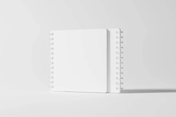 Square Spiral Notebook Rendering White Blank Mockup Design Presentation — Stock Photo, Image